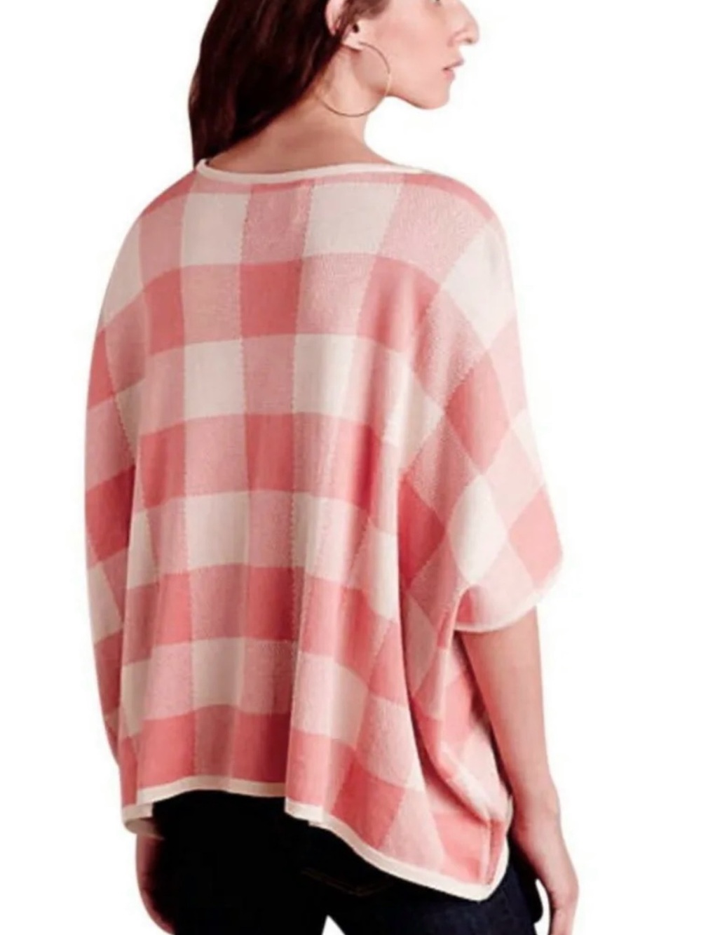 Anthropologie La Casita De Wendy Plaid Poncho Organic Cotton Top Size Large - Picture 3 of 8